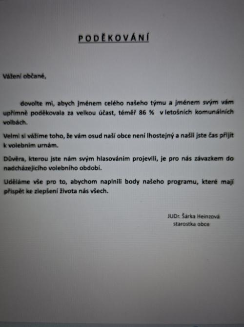 Poděkování občanům