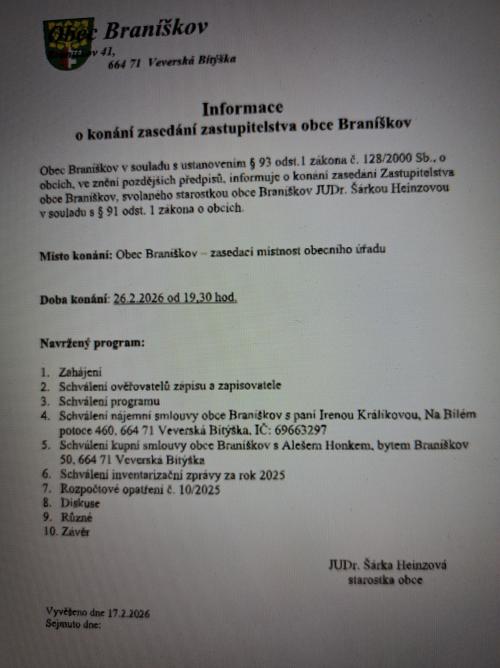 Pozvánka na VZ 26-02-2026