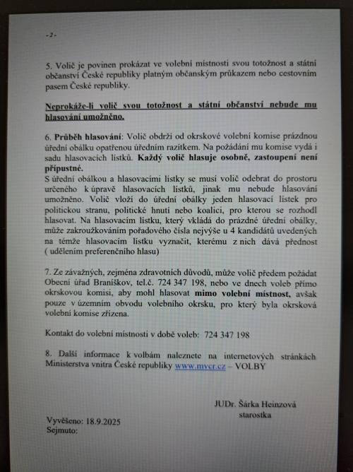 Oznámení o konání voleb do Parlamentu České republiky